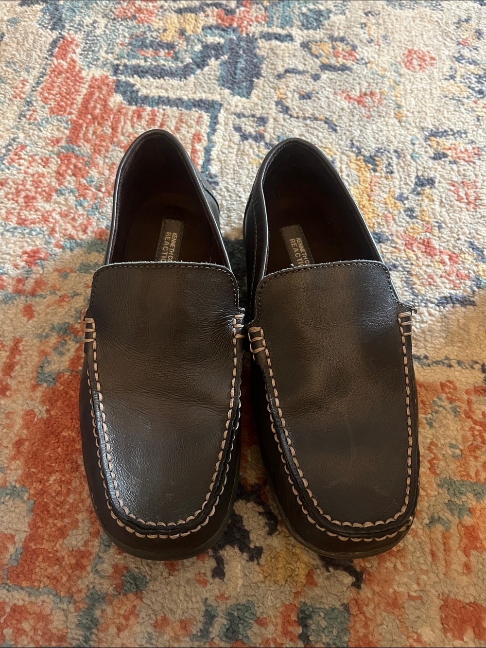 Boys Size 6 Kenneth Cole Reaction Dark Brown Slip-On Moc Toe Loafers